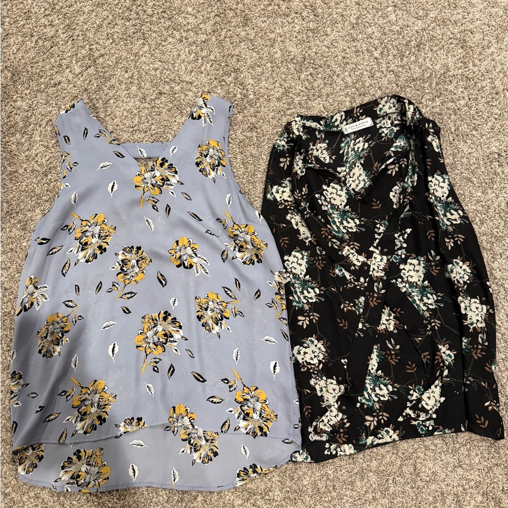 Maurices Floral Blouses - Light Blue and Black
